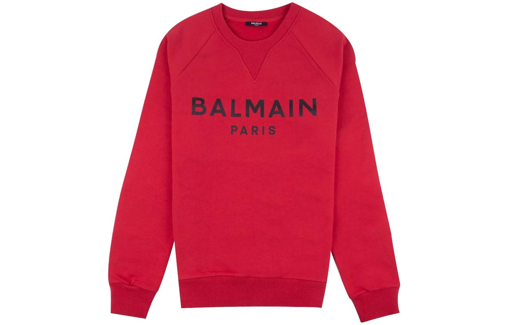Balmain SS23 Red Logo Print Crewneck Sweatshirt XH0JQ005BB23-MAB