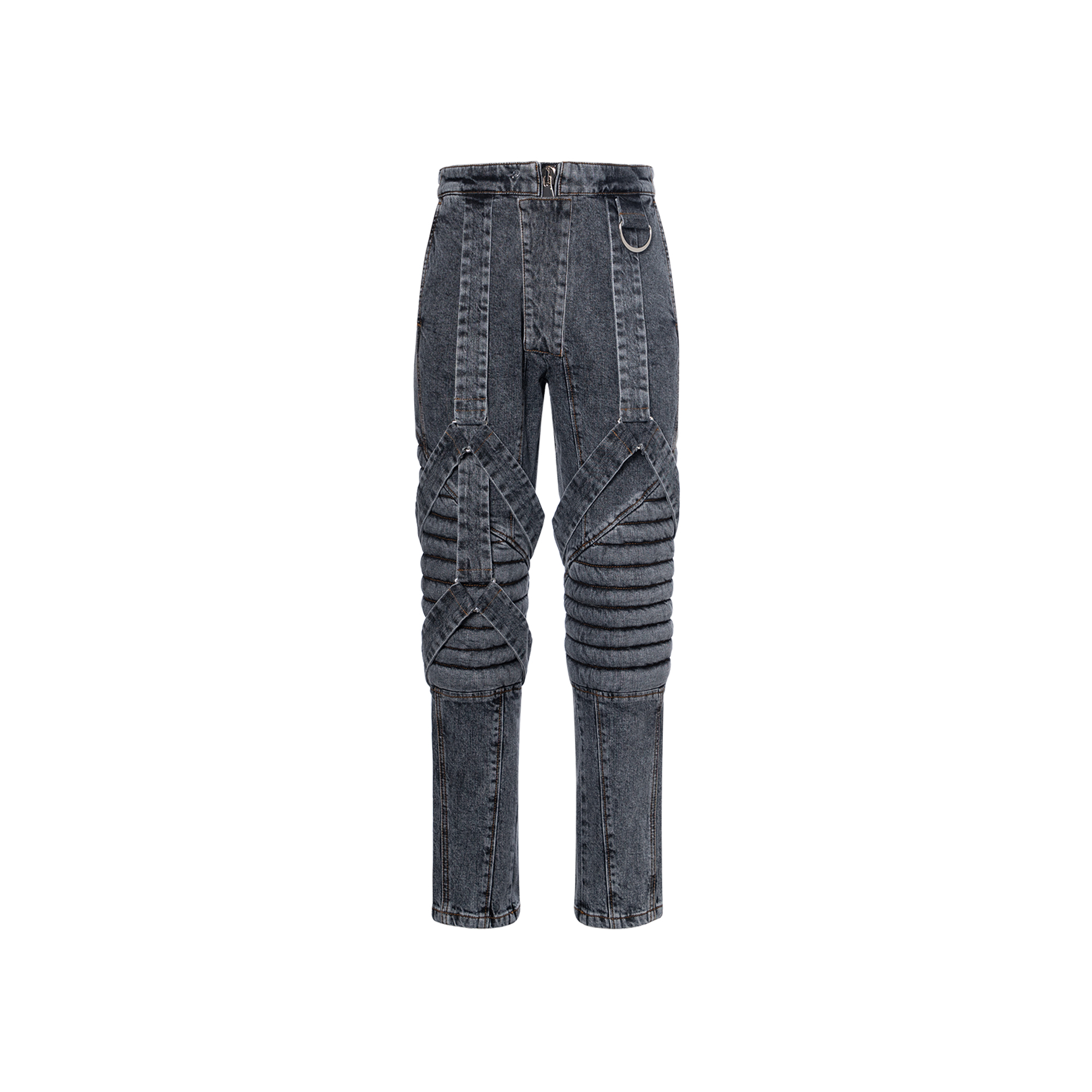 BALMAIN SS23 Slim Fit Lace-Up Mid-Waist Zip Jeans  Black AH1MH160DC90-0PC