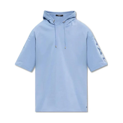 Balmain SS23 Solid Color Letter Print Sweatshirt Blue () AH0JL000BB15-SFV
