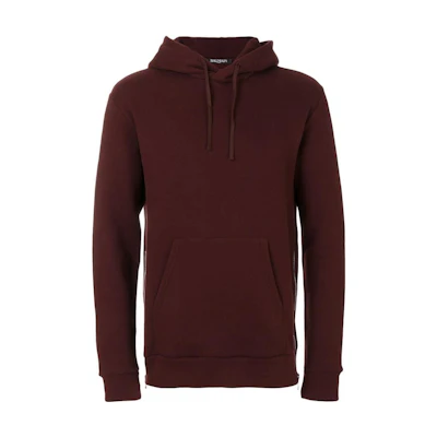 Balmain SS23 Solid Color Pullover Hoodie - Deep Red W7H6642J093-136