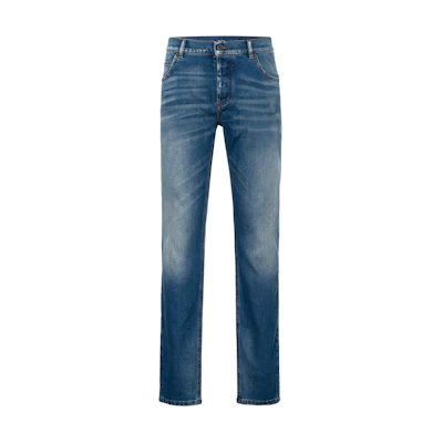 BALMAIN SS23 Solid Color Slim Fit Button Denim Jeans Menswear BH1MG000-DD64-6FF