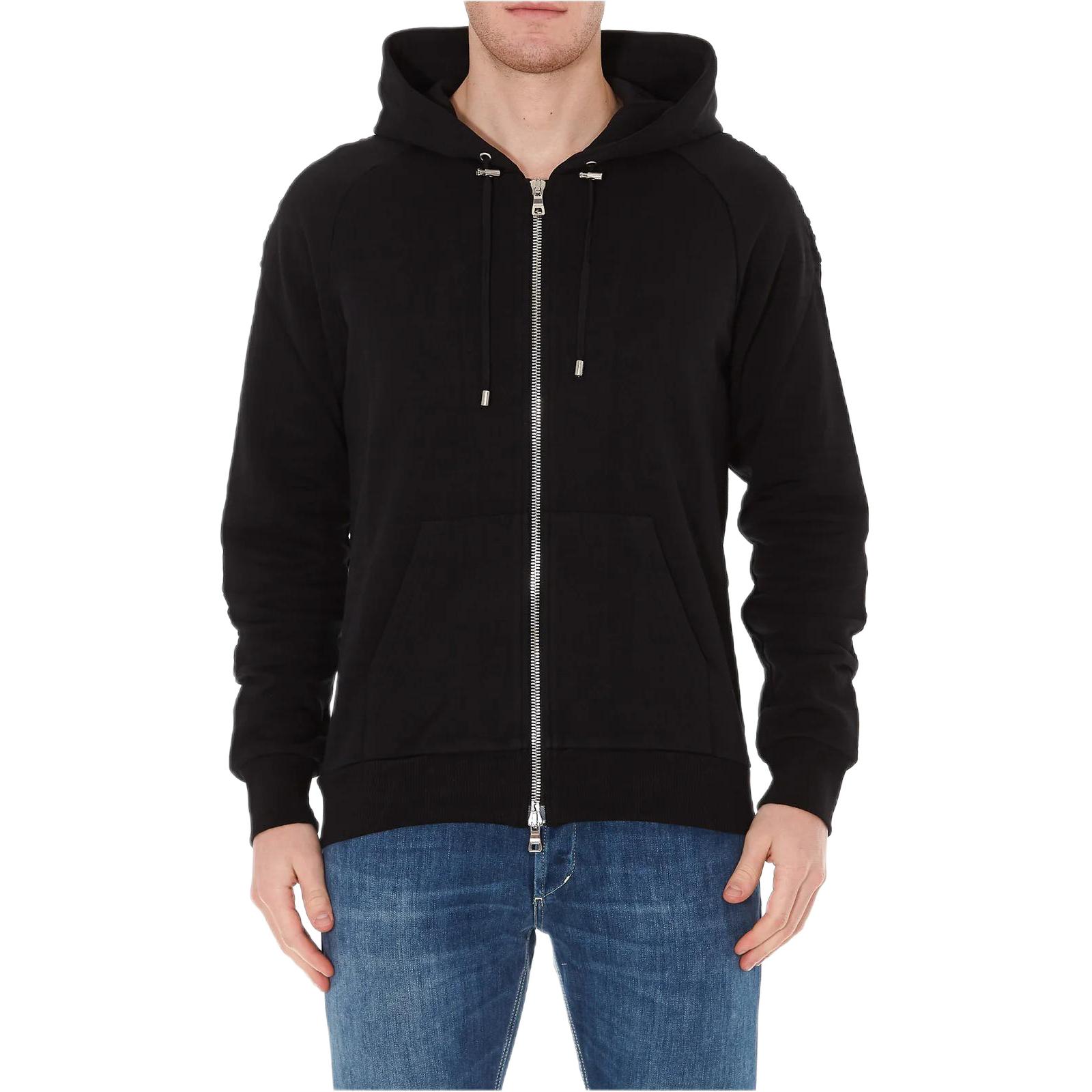 Balmain SS23 Solid Color Zip-Up Hoodie Jacket TH13122I240-0PA