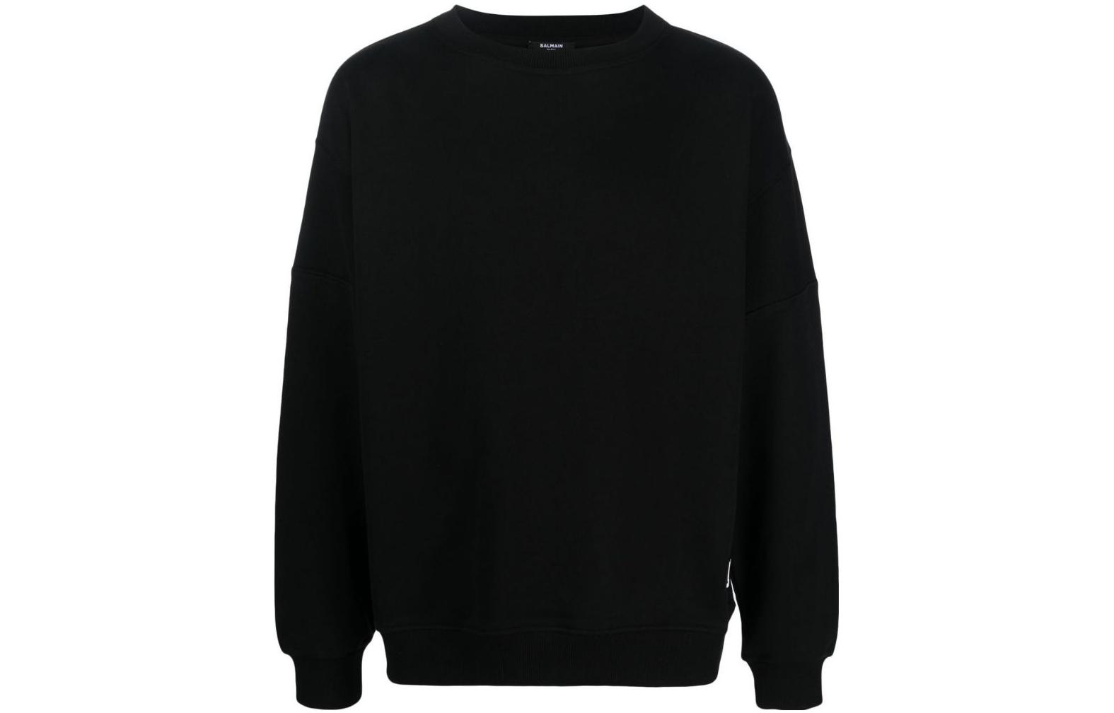 Balmain SS23 Solid Logo Print Crewneck Sweatshirt Black AH1JS047BB16-EAB
