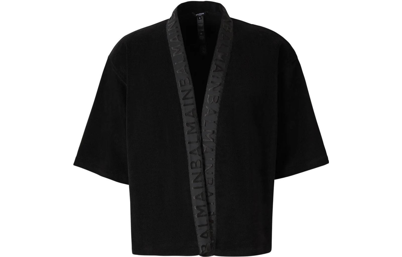 Balmain SS23 Solid V-Neck Casual Jacket Black 208BWCA21010-001