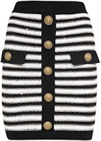 BALMAIN SS23 Striped Metallic Button Casual Skirt Black AF1LB290KD73-EDC BALMAIN SS23 Striped Metallic Button Casual Skirt Black AF1LB290KD73-EDC