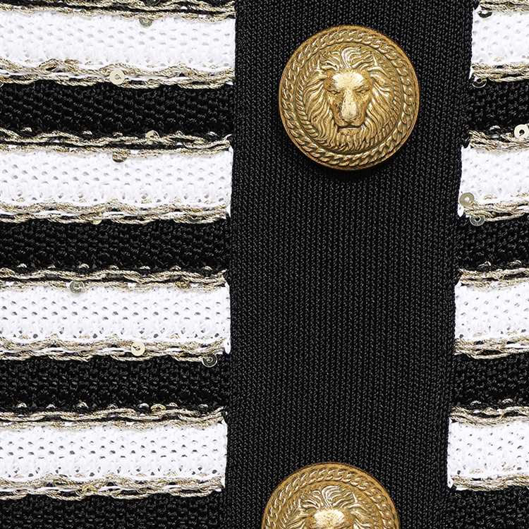 Details for 巴尔曼 SS23 条纹金属纽扣休闲短裙 黑色 AF1LB290KD73-EDC