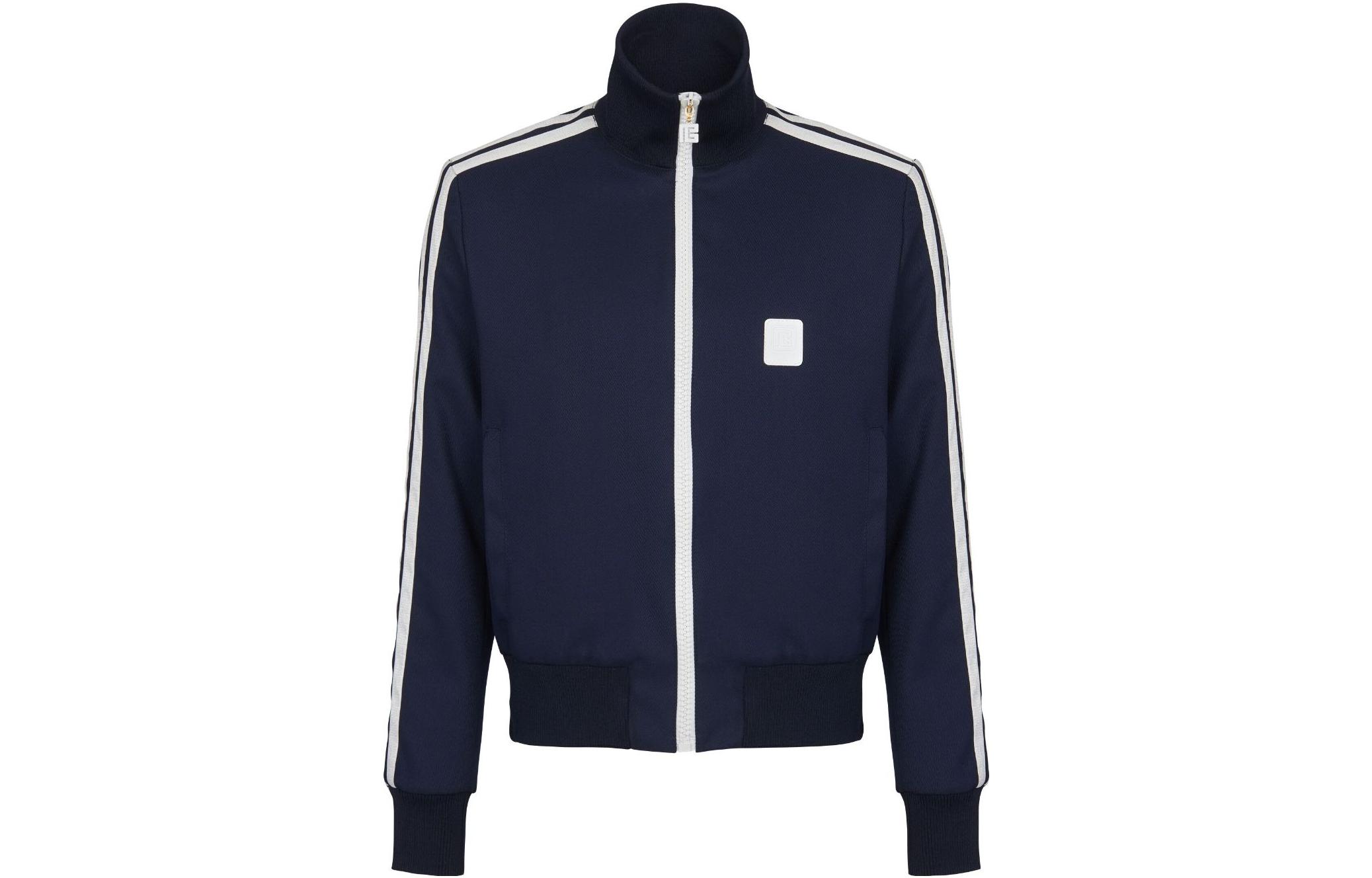 Balmain SS23 Striped Printed Stand Collar Jacket Blue () BH1TF450WB02-SJY