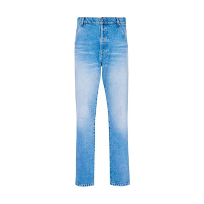 BALMAIN SS23 Washed Straight-Leg Jeans Blue Men’s Denim. AH1MM000DD09-6FF
