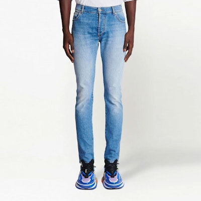 BALMAIN SS23 Jeans Lurus Basuh Biru Lelaki Denim. AH1MM000DD09-6FF Shop BALMAIN SS23 Jeans Lurus Basuh Biru Lelaki Denim. AH1MM000DD09-6FF