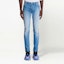 Shop BALMAIN SS23 Jeans Lurus Basuh Biru Lelaki Denim. AH1MM000DD09-6FF