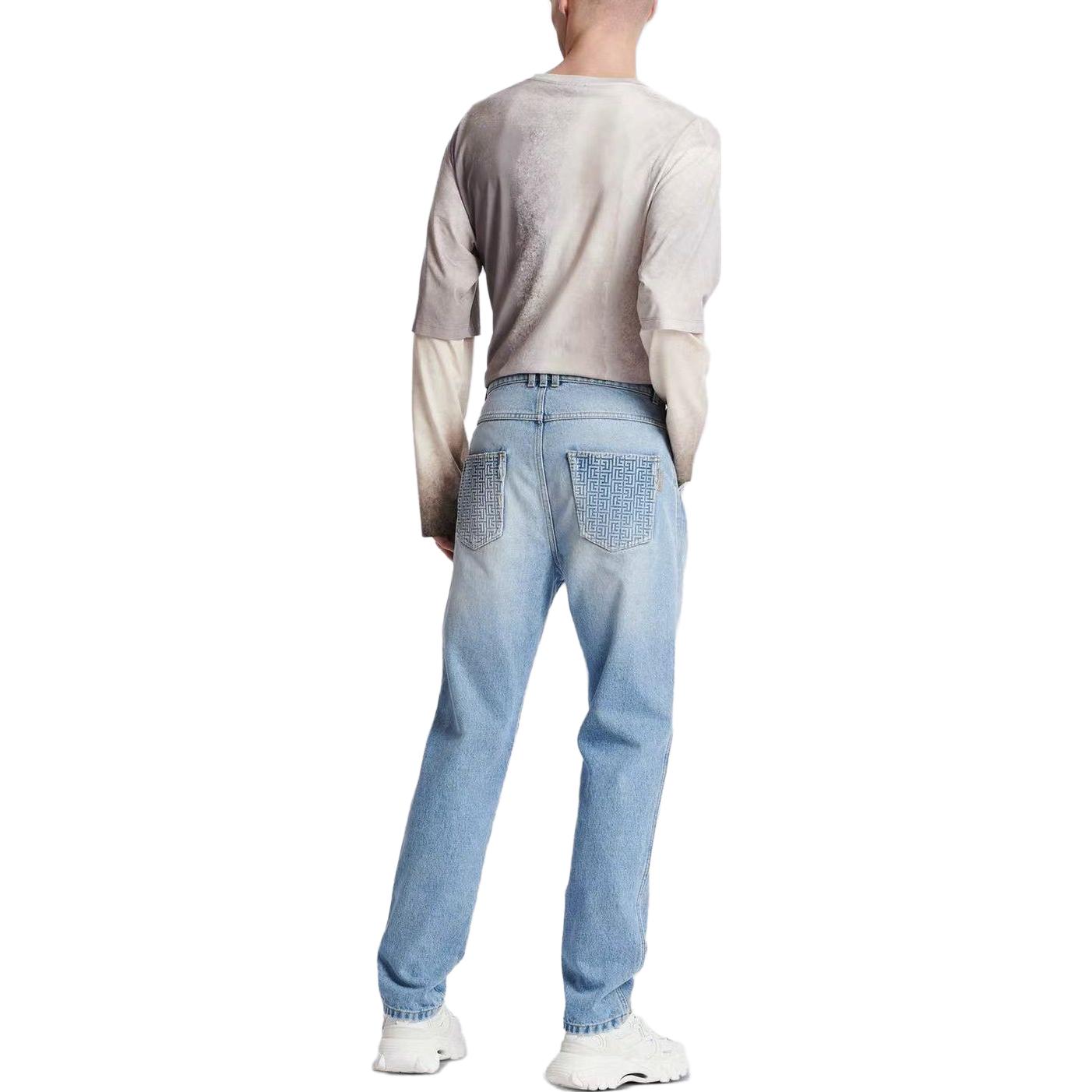 Purchase BALMAIN SS23 Jeans Lurus Basuh Biru Lelaki Denim. AH1MM000DD09-6FF