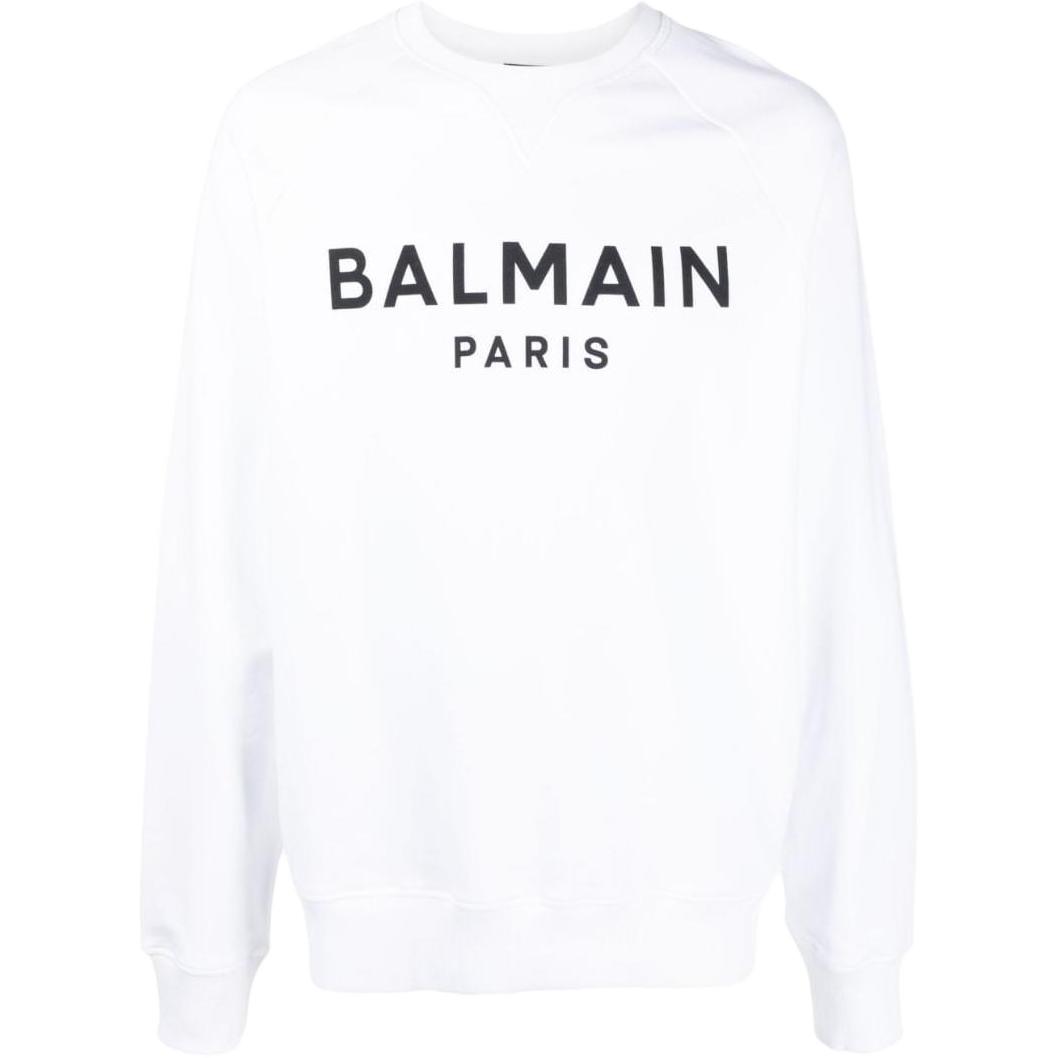 Balmain SS23 White Letter Print Crewneck Long Sleeve Sweatshirt BH1JQ005-BB65-GAB