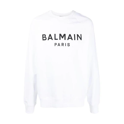 Balmain SS23 White Letter Print Crewneck Long Sleeve Sweatshirt BH1JQ005-BB65-GAB