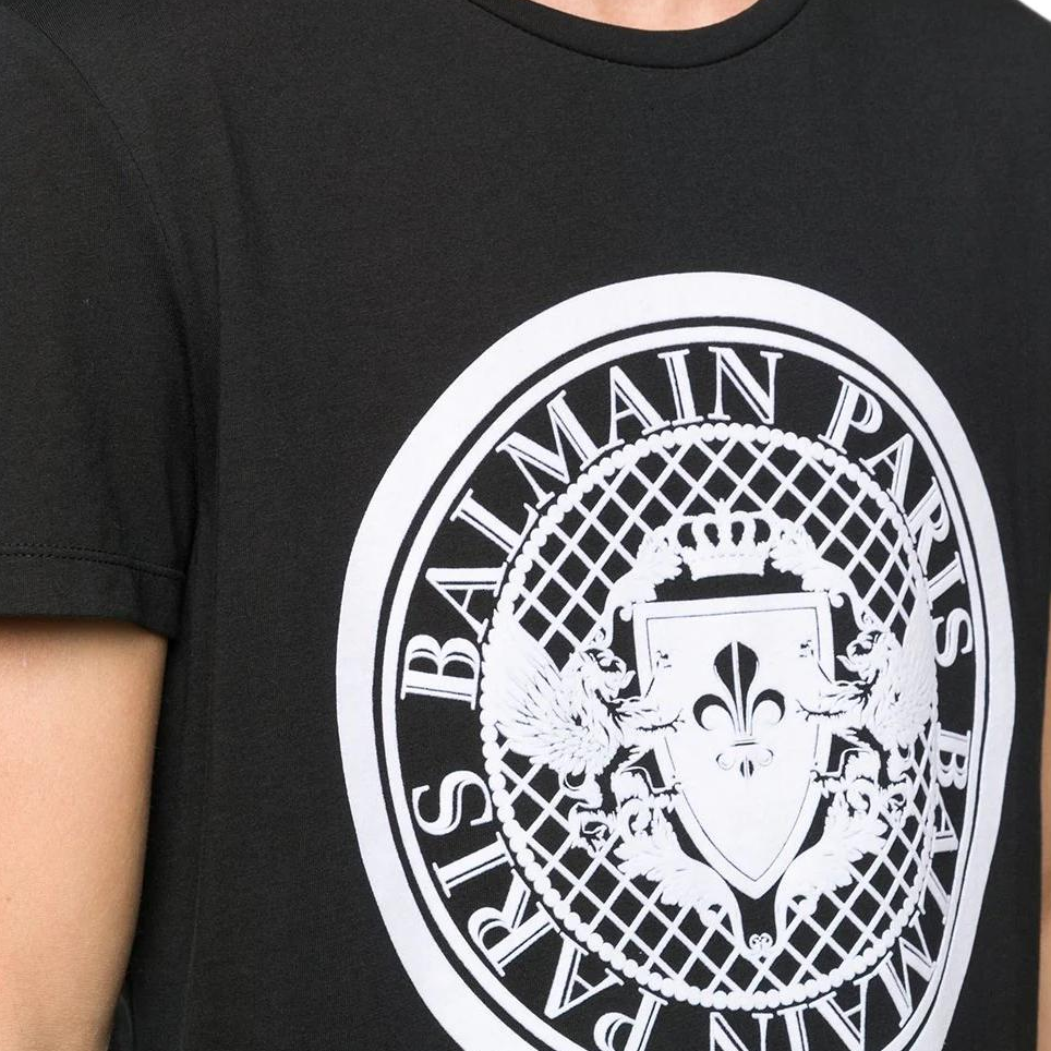 Details for 巴尔曼 SS24 黑色标志印花圆领T恤 CH1EG000-BB17-EAB