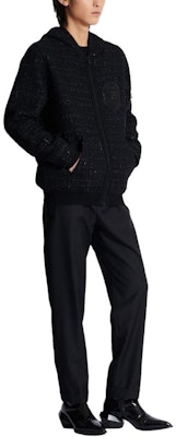 巴尔曼 SS24 黑色标志长袖粗花呢连帽夹克. DH1JT225-37CF-0PA Details for 巴尔曼 SS24 黑色标志长袖粗花呢连帽夹克. DH1JT225-37CF-0PA