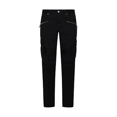 BALMAIN SS24 Black Long Casual Pants with Zipper Closure. CH1MH017-CD96-0PA