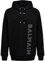 BALMAIN SS24 Black Pullover Hoodie with Letter Print Design. CH1JT046BC22-EBP BALMAIN SS24 Black Pullover Hoodie with Letter Print Design. CH1JT046BC22-EBP