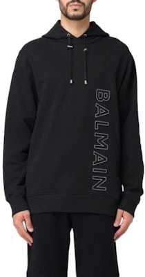 발망 SS24 블랙 레터 프린트 디자인 풀오버 후디. CH1JT046BC22-EBP Shop 발망 SS24 블랙 레터 프린트 디자인 풀오버 후디. CH1JT046BC22-EBP