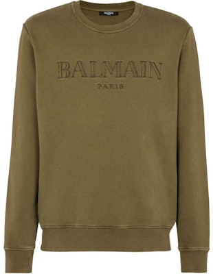 BALMAIN SS24 橄欖綠寬鬆款套頭圓領衛衣。 CH0JQ040-BC72-UIA Order BALMAIN SS24 橄欖綠寬鬆款套頭圓領衛衣。 CH0JQ040-BC72-UIA