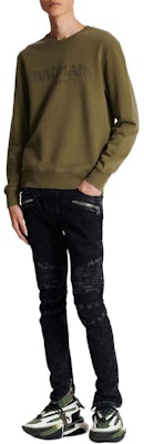 BALMAIN SS24 橄欖綠寬鬆款套頭圓領衛衣。 CH0JQ040-BC72-UIA Lookbook BALMAIN SS24 橄欖綠寬鬆款套頭圓領衛衣。 CH0JQ040-BC72-UIA