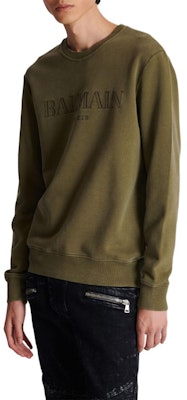 BALMAIN SS24 橄欖綠寬鬆款套頭圓領衛衣。 CH0JQ040-BC72-UIA Sizing BALMAIN SS24 橄欖綠寬鬆款套頭圓領衛衣。 CH0JQ040-BC72-UIA