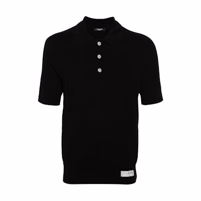 BALMAIN SS24 Slim-Fit Polo Shirt with Side Logo Patch - Black DH1GB066-KE93