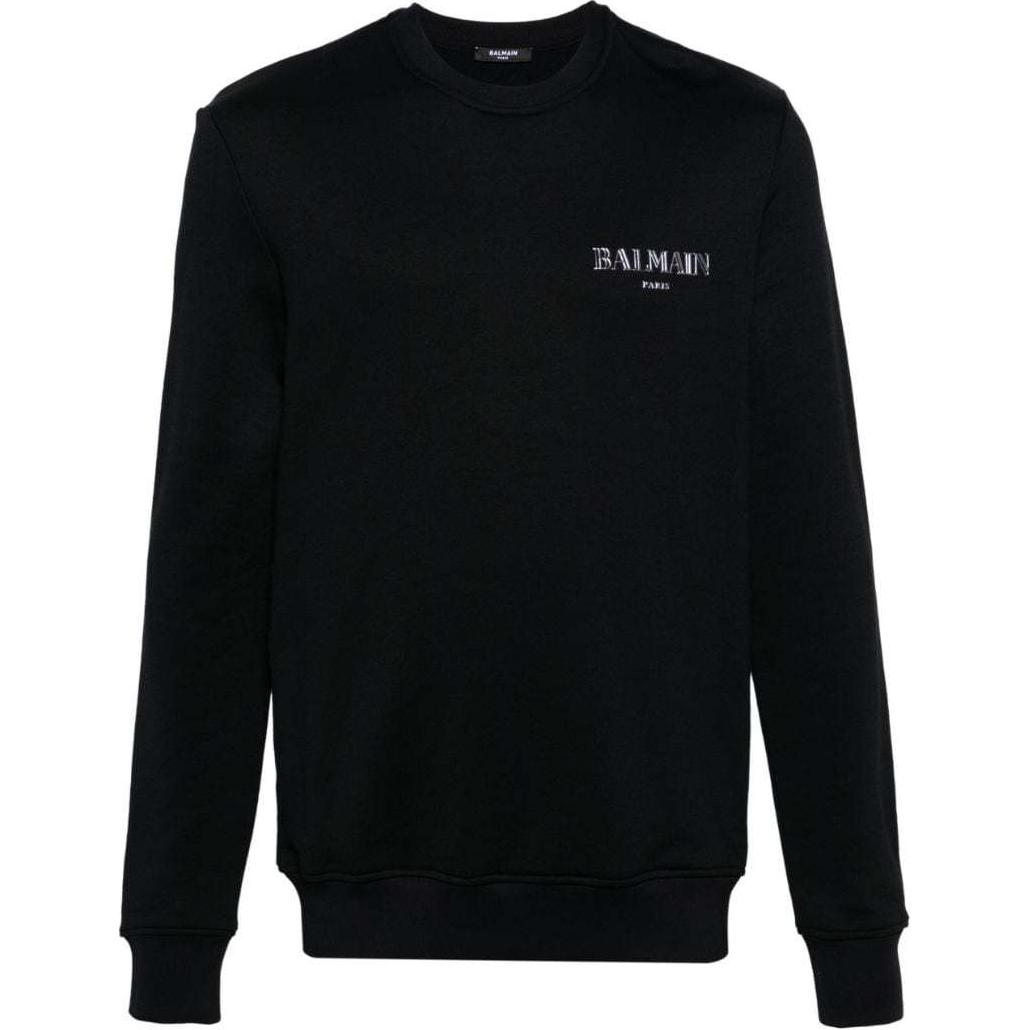 Balmain SS24 Black Crewneck Logo Long Sleeve Sweatshirt DH1JQ040-GD84-BLACK