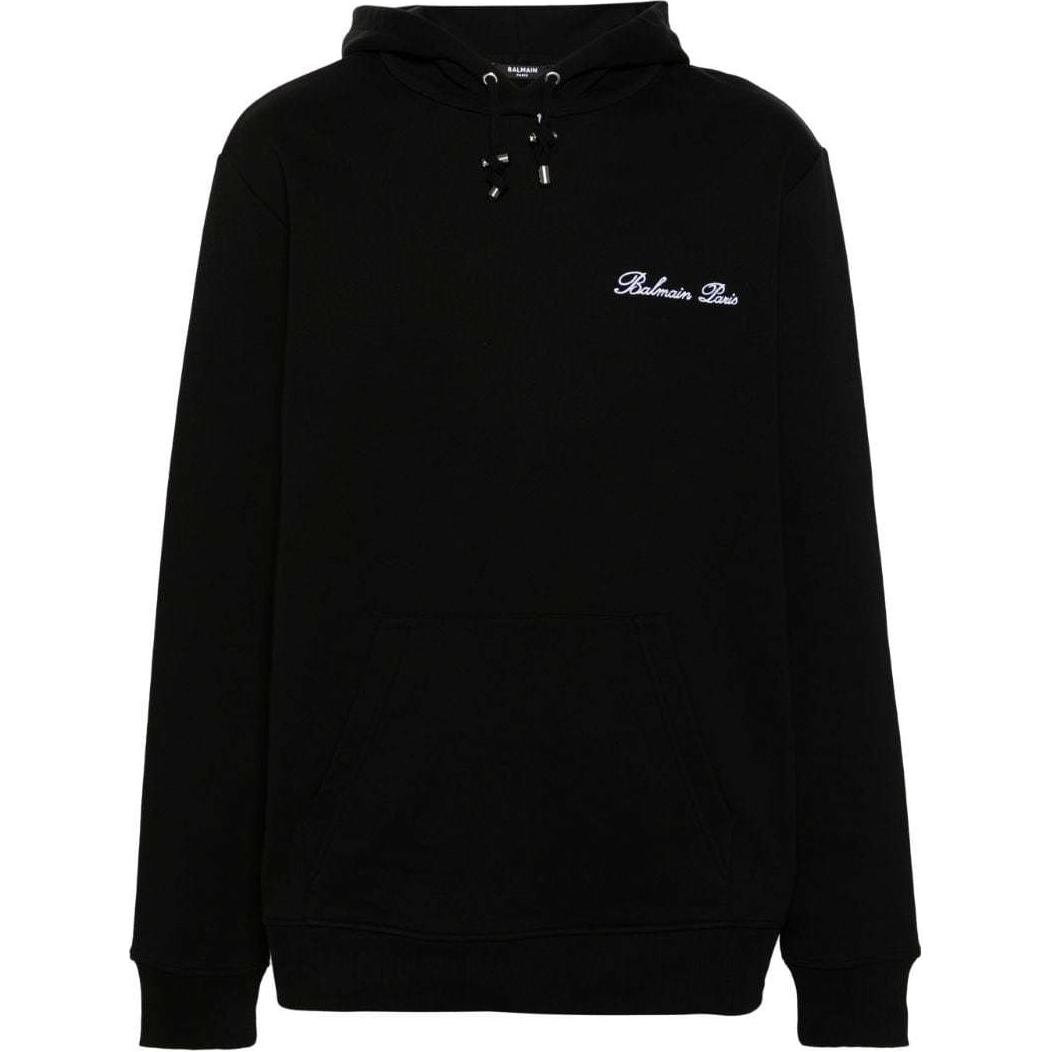Balmain SS24 Black Oversized Letter Print Pullover Hoodie DH1JT047-BC78BLACK