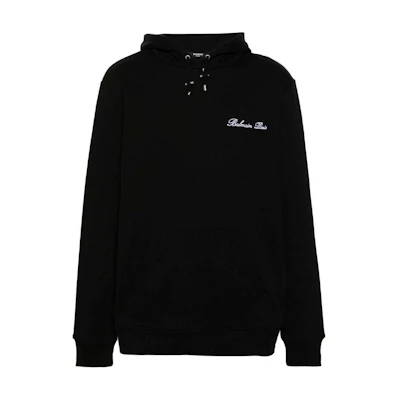 Balmain SS24 Black Oversized Letter Print Pullover Hoodie DH1JT047-BC78BLACK
