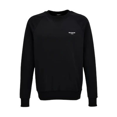 Balmain SS24 Letter Print Crewneck Pullover Sweatshirt Black CH1JQ005-BB04-EAB