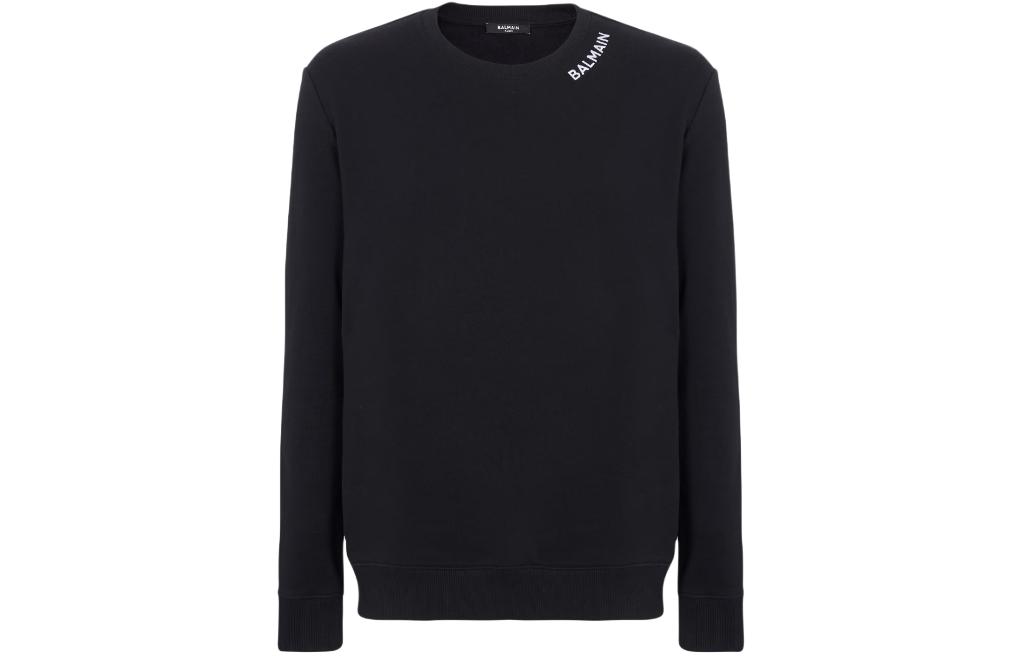 Balmain SS24 Letter Print Crewneck Sweatshirt Black - Casual Long Sleeve CH1JQ040-BC62-EAB