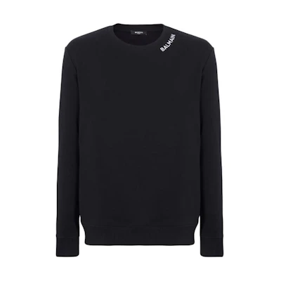 Balmain SS24 Letter Print Crewneck Sweatshirt Black - Casual Long Sleeve CH1JQ040-BC62-EAB