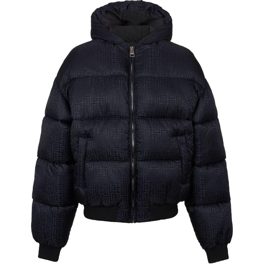 Balmain SS24 Logo Hooded Zip Jacket Black DH1TP160XB11