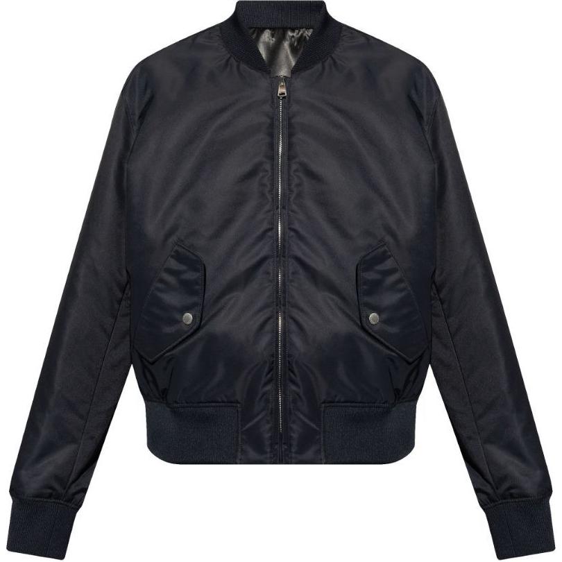 Balmain SS24 Navy Blue Embroidered Lettering Bomber Jacket DH1TF618-XJ35-6AE