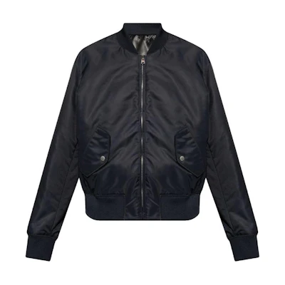 Balmain SS24 Navy Blue Embroidered Lettering Bomber Jacket DH1TF618-XJ35-6AE