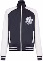Balmain SS24 Navy Blue Letter Logo Raglan Striped Zip-Up Jacket CH0TF430-JG70-SLS Balmain SS24 Navy Blue Letter Logo Raglan Striped Zip-Up Jacket CH0TF430-JG70-SLS