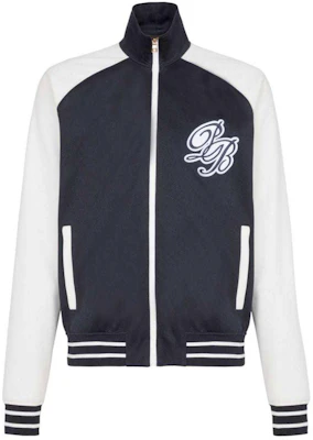 Balmain SS24 Navy Blue Letter Logo Raglan Striped Zip-Up Jacket CH0TF430-JG70-SLS Buy Balmain SS24 Navy Blue Letter Logo Raglan Striped Zip-Up Jacket CH0TF430-JG70-SLS