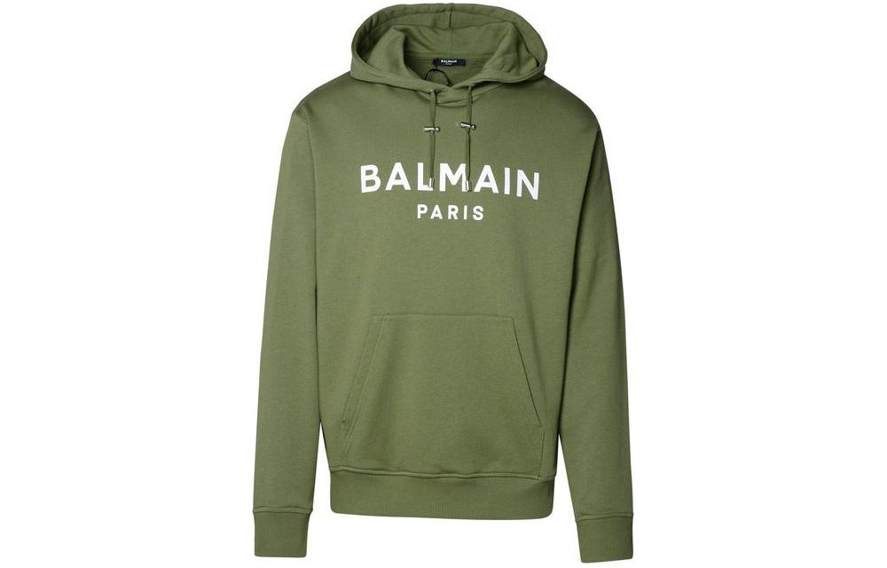 Balmain SS24 Solid Color Hoodie Green Pullover CH0JR002BB65UIO