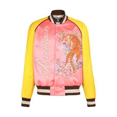 Balmain SS24 Yellow Floral Animal Pattern Bomber Jacket - Long Sleeve CH0TH795-ME73-OHC