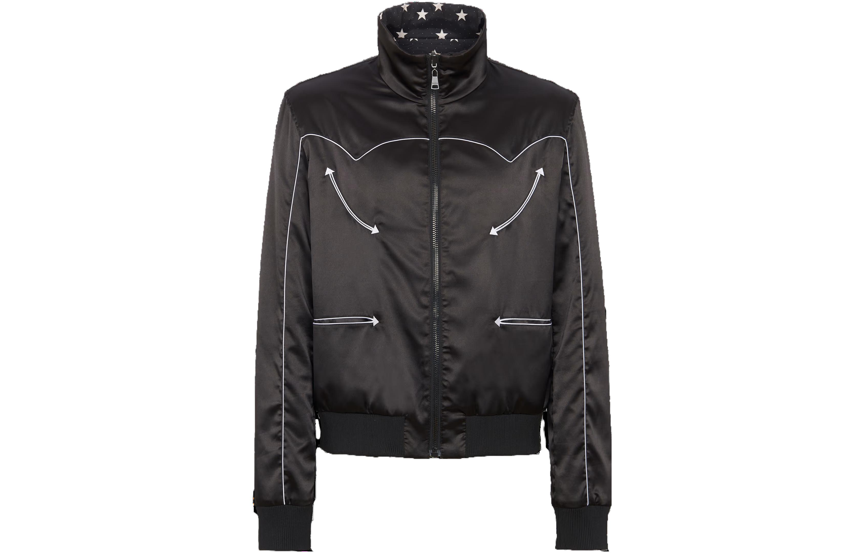Balmain Star Print Zip-Up Jacket Black Long-Sleeve Jacket CH1TF570-XI16-EDK