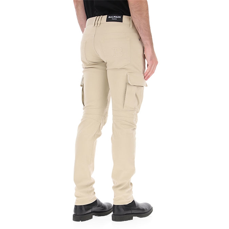 Cheap BALMAIN 直筒拉鍊卡其休閒牛仔褲 WH1MH015-150D-0KC