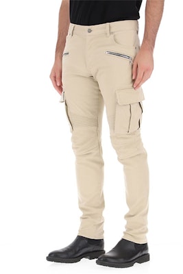 BALMAIN 直筒拉鍊卡其休閒牛仔褲 WH1MH015-150D-0KC 1