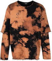 BALMAIN Tie-Dye Layered Crewneck Long-Sleeve T-Shirt Orange SS23 AH1JQ043BC08-WAA BALMAIN Tie-Dye Layered Crewneck Long-Sleeve T-Shirt Orange SS23 AH1JQ043BC08-WAA