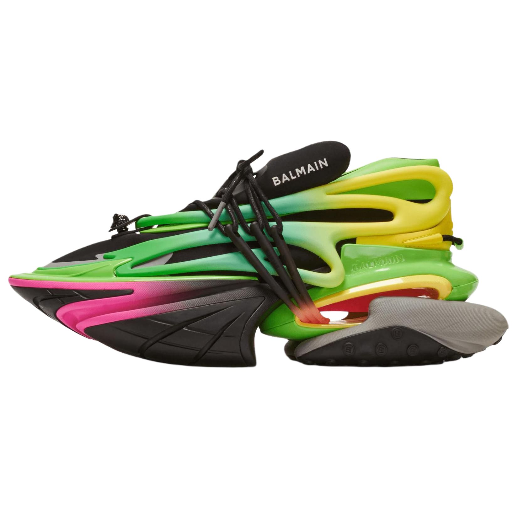 BALMAIN Unicorn Leather Low-Top Sneakers Multicolor Casual Shoes CM1VJ309KNCMEAH