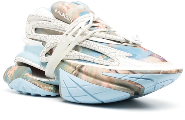 Balmain Unicorn Low Top Sneaker 'Blue Leather Lace-Up Print' AM0VJ309KRAKSHI Order Balmain Unicorn Low Top Sneaker 'Blue Leather Lace-Up Print' AM0VJ309KRAKSHI