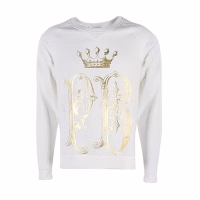 BALMAIN White Printed Graphic Long-Sleeve Sweatshirt. HP67241S-A7283-003