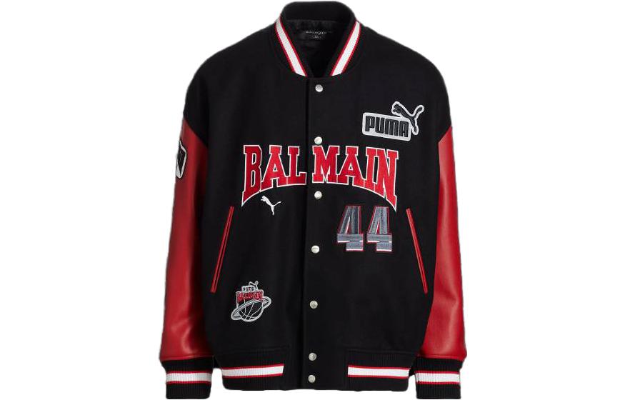 Balmain PUMA Black Letter Print Single-Breasted Long-Sleeve Jacket AH4TF295WB630PA