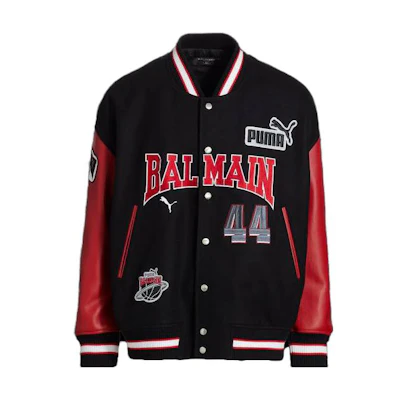 Balmain PUMA Black Letter Print Single-Breasted Long-Sleeve Jacket AH4TF295WB630PA
