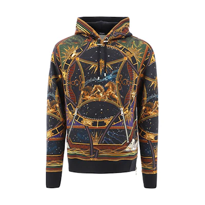 Balmain Yellow Logo Animal Print Oversized Hoodie UH0325-0I351-AAA