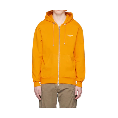 Balmain Yellow Solid Color Zip-Up Hoodie Jacket AH1JX000BB04-KBJ